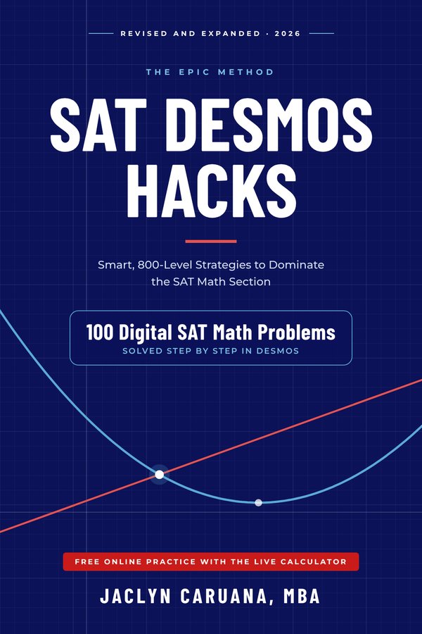 Front cover of SAT Desmos Hacks, The EPIC Method, Revised and Expanded Edition 2026, by Jaclyn Caruana, MBA